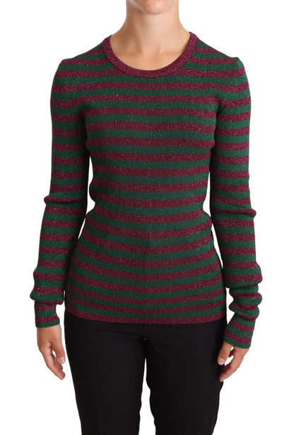 Dolce & Gabbana Mehrfarbig gestreifter Pullover mit Rundhalsausschnitt