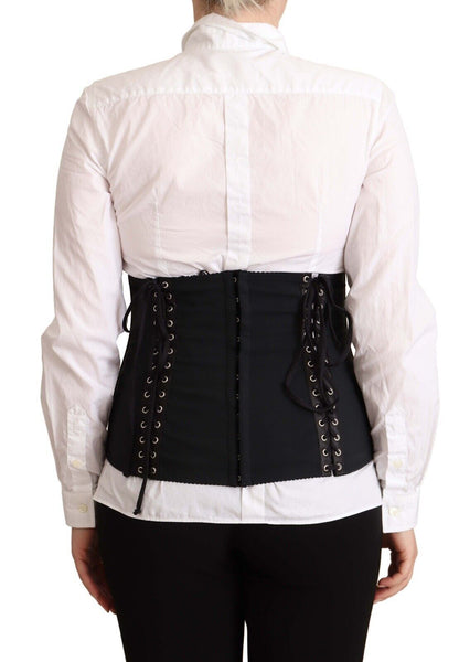 Dolce & Gabbana Schwarzes Korsett Gürtel Stretch Taille Riemen Top