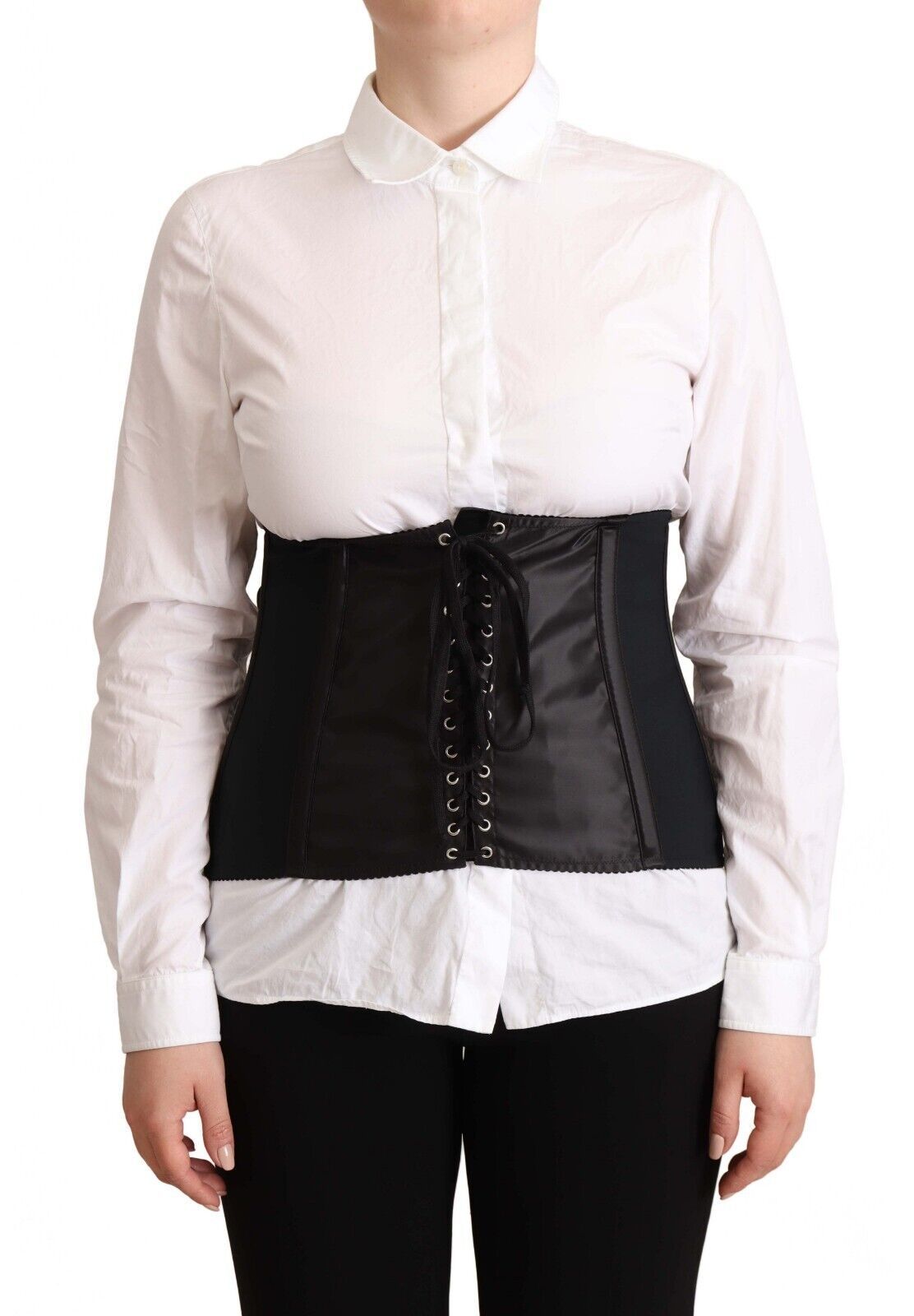 Dolce & Gabbana Schwarzes Korsett Gürtel Stretch Taille Riemen Top