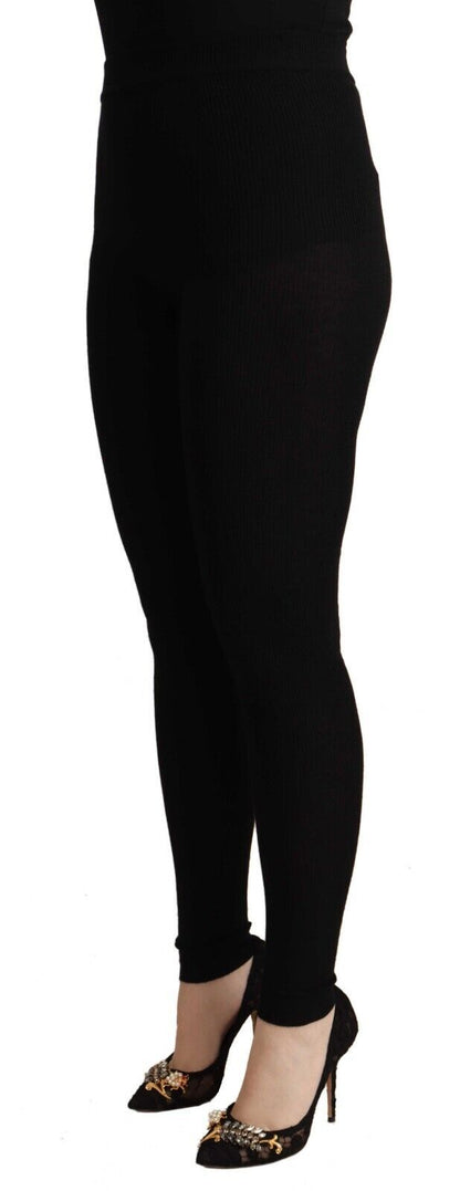 Dolce & Gabbana Schwarze Kaschmir-Stretch-Taillen-Hose