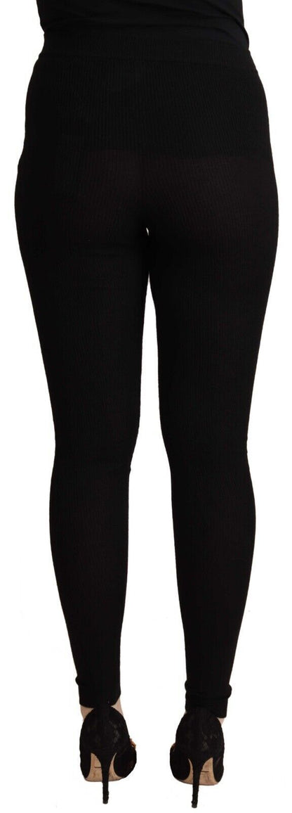 Dolce & Gabbana Schwarze Kaschmir-Stretch-Taillen-Hose