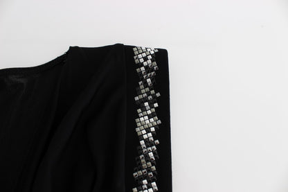 Roccobarocco Schwarzes verschönertes Jersey-Mini-Etuikleid