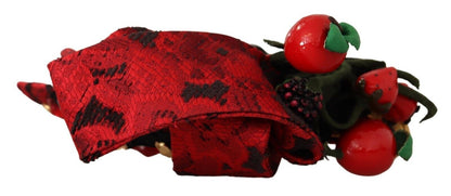 Dolce & Gabbana Rote Tiara Beere Frucht Kristall Schleife Haar Diadem Stirnband