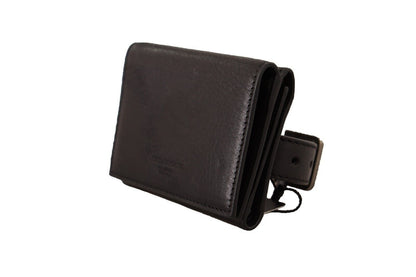 Dolce & Gabbana Schwarzes Leder Trifold Geldbörse Gürtel Multi Kit Wallet