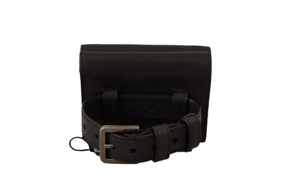 Dolce & Gabbana Schwarzes Leder Trifold Geldbörse Gürtel Multi Kit Wallet