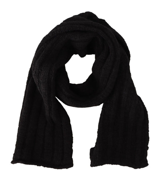 Dolce & Gabbana Schwarzer Schurwolle gestrickter Unisex-Wärmer-Schal
