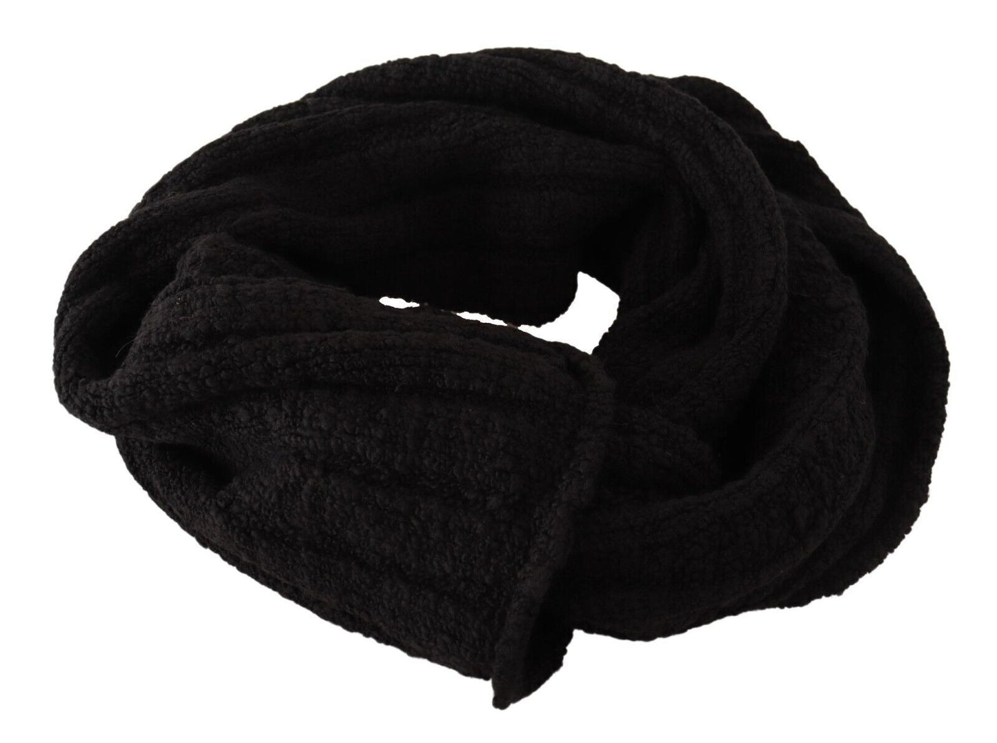 Dolce & Gabbana Schwarzer Schurwolle gestrickter Unisex-Wärmer-Schal