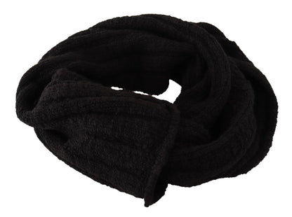 Dolce & Gabbana Schwarzer Schurwolle gestrickter Unisex-Wärmer-Schal