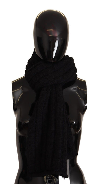 Dolce & Gabbana Schwarzer Schurwolle gestrickter Unisex-Wärmer-Schal