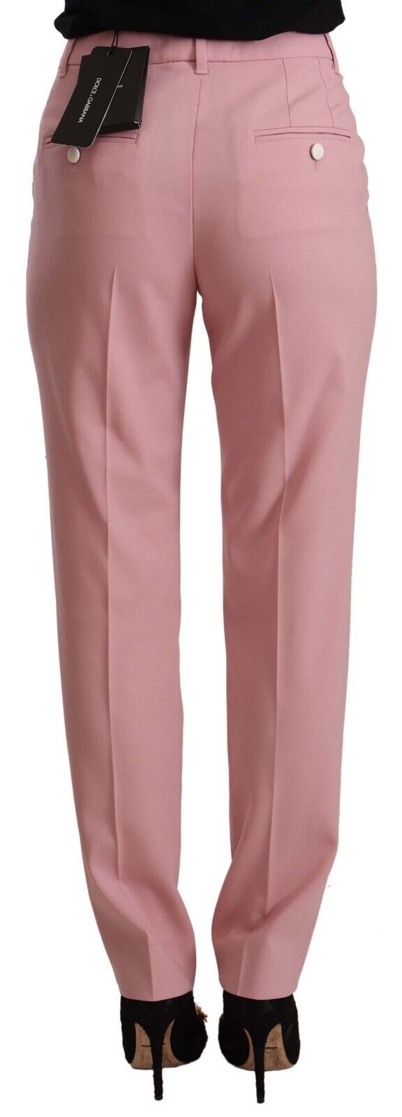 Dolce & Gabbana Rosa Woll-Stretch-Hose mit hoher Taille