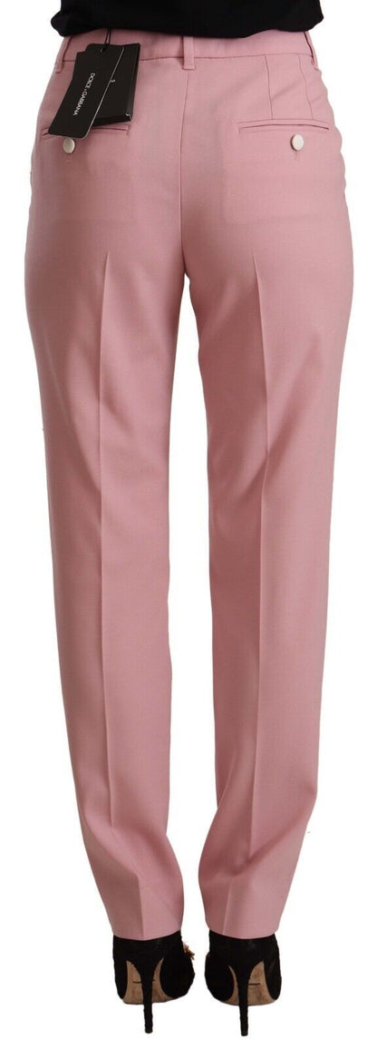 Dolce & Gabbana Rosa Woll-Stretch-Hose mit hoher Taille