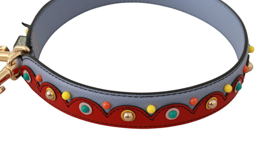 Dolce & Gabbana Blau-Roter Leder-Schulterriemen