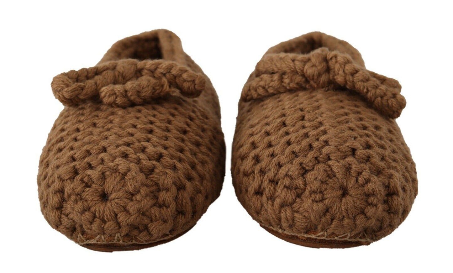 Dolce & Gabbana Braun Slip On Ballerina Flats Wolle stricken Schuhe