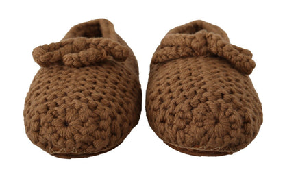 Dolce & Gabbana Braun Slip On Ballerina Flats Wolle stricken Schuhe