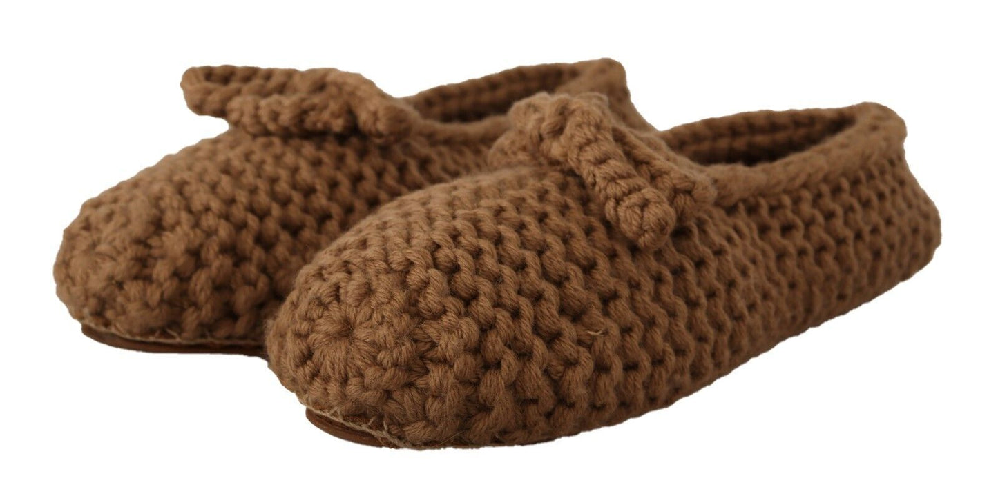 Dolce & Gabbana Braun Slip On Ballerina Flats Wolle stricken Schuhe
