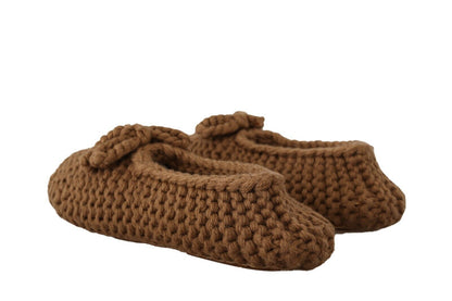 Dolce & Gabbana Braun Slip On Ballerina Flats Wolle stricken Schuhe