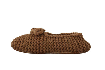 Dolce & Gabbana Braun Slip On Ballerina Flats Wolle stricken Schuhe