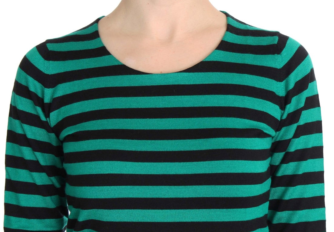 Dolce & Gabbana Grün Schwarzer Seiden-Kaschmir-Pullover