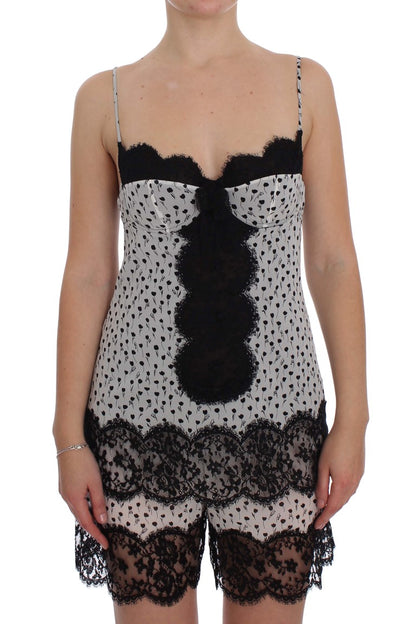 Dolce & Gabbana Schwarzes Seiden-Spitzen-Babydoll-Dessous-Top