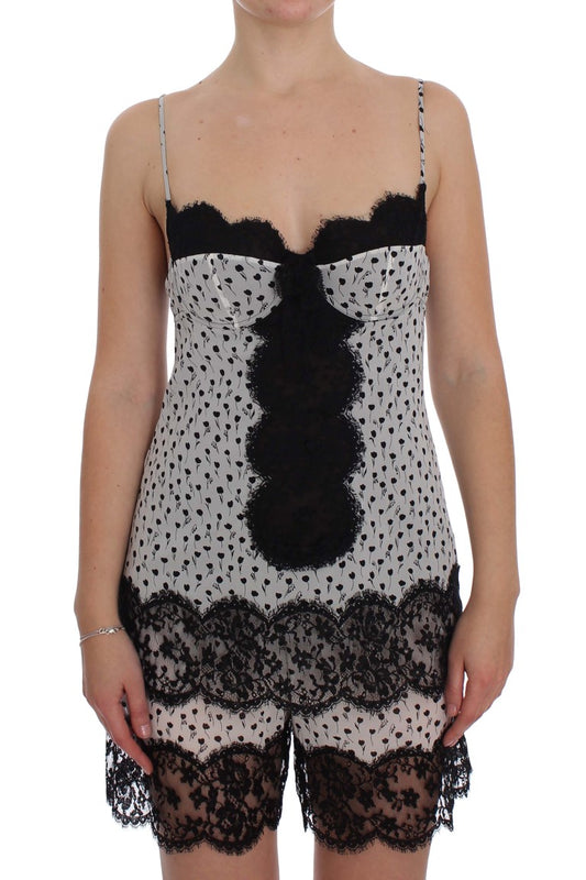 Dolce & Gabbana Schwarzes Seiden-Spitzen-Babydoll-Dessous-Top