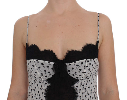 Dolce & Gabbana Schwarzes Seiden-Spitzen-Babydoll-Dessous-Top