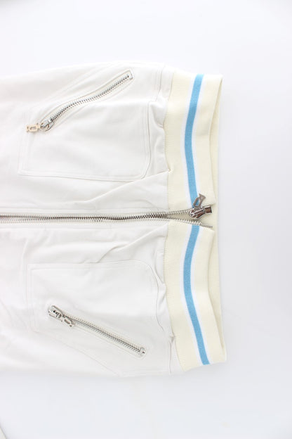 John Galliano Weißer Mock Zip Cardigan Sweatshirt Pullover