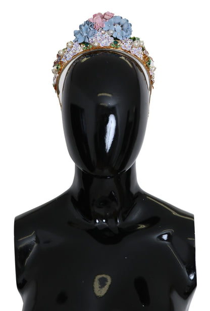 Dolce & Gabbana Gold Kristall Lila Hortensia Stirnband Krone Diadem