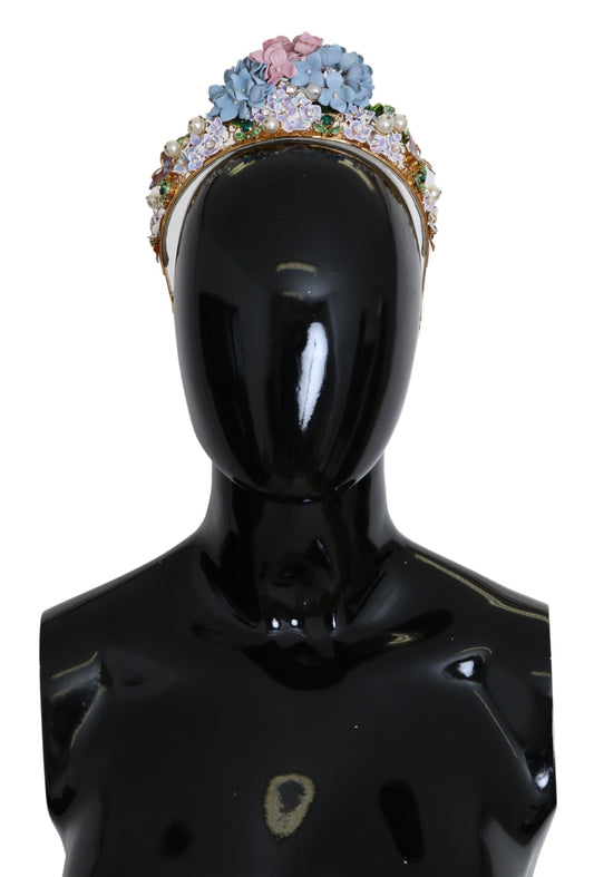 Dolce & Gabbana Gold Kristall Lila Hortensia Stirnband Krone Diadem