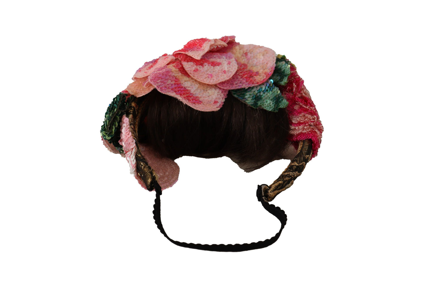 Dolce & Gabbana Multicolor Pailletten Lurex Schwarz Haarstirnband