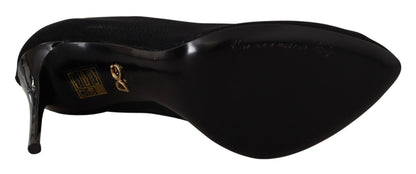 Dolce & Gabbana Schwarz Tüll Stretch Stiefel Pumps Schuhe