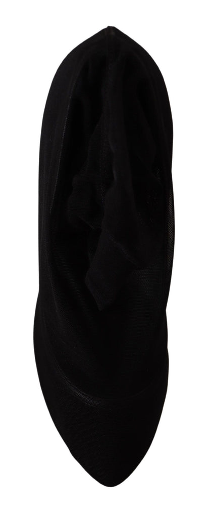 Dolce & Gabbana Schwarz Tüll Stretch Stiefel Pumps Schuhe