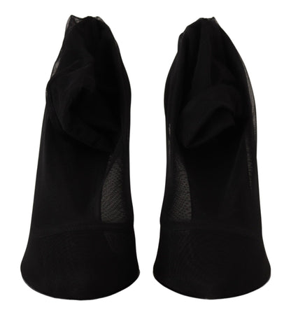 Dolce & Gabbana Schwarz Tüll Stretch Stiefel Pumps Schuhe