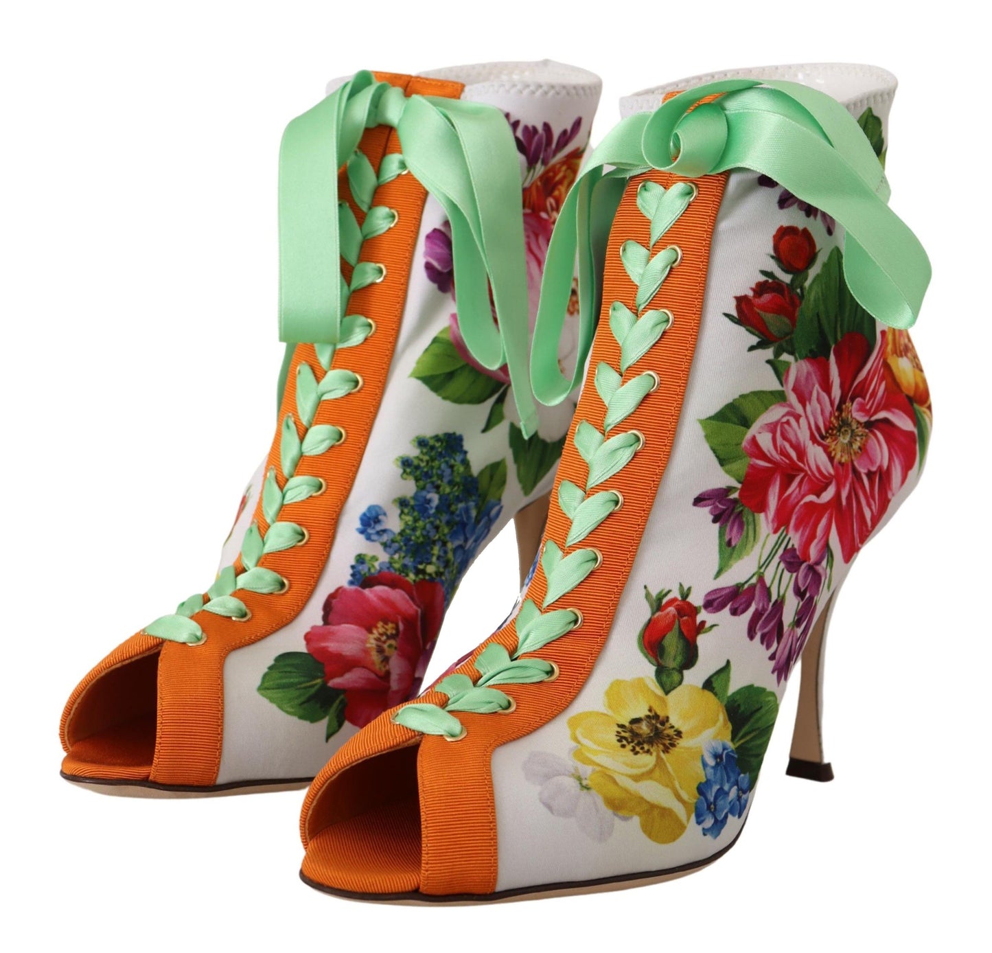 Dolce & Gabbana Weiße Jersey Stretch Stiefel Offene Zehen Heels Schuhe