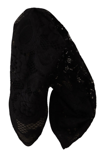 Dolce & Gabbana Schwarz Stretch Socken Taormina Spitze Stiefel Schuhe