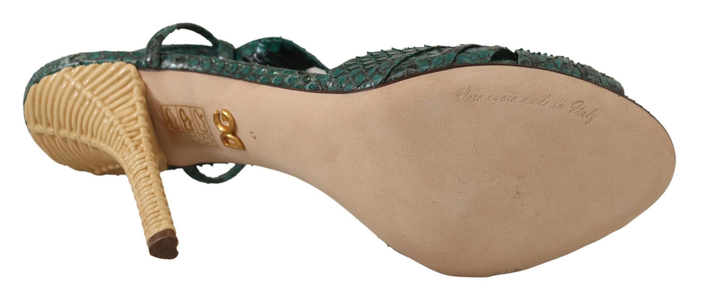 Dolce & Gabbana Grün Python Riemchen Sandalen Heels Schuhe