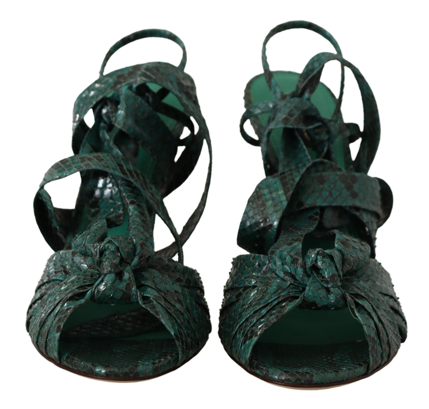 Dolce & Gabbana Grün Python Riemchen Sandalen Heels Schuhe
