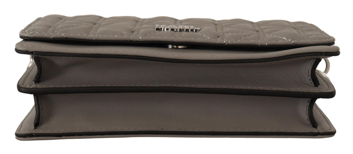 Karl Lagerfeld Elegante graue Leder-Crossbody-Tasche