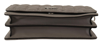 Karl Lagerfeld Elegante graue Leder-Crossbody-Tasche