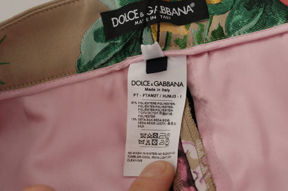 Dolce & Gabbana Beige geblümtes Kleid Formale Hose mit hoher Taille