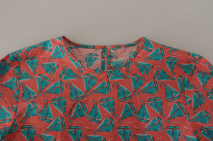 Dolce & Gabbana Rosa T-Shirt aus Baumwolle mit Segelboot-Druck