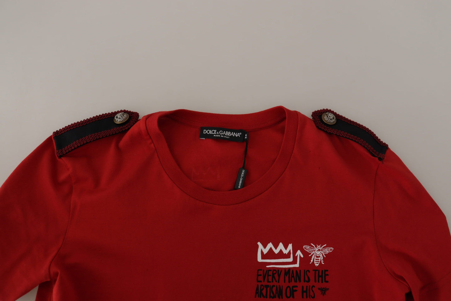 Dolce & Gabbana Rotes Amor Vincit Omnia T-Shirt mit Rundhalsausschnitt