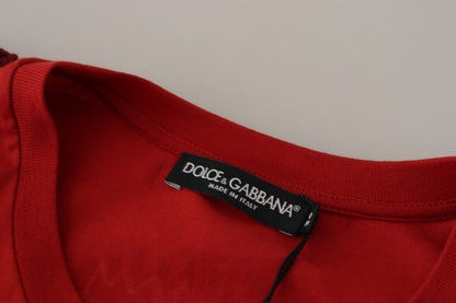 Dolce & Gabbana Rotes Amor Vincit Omnia T-Shirt mit Rundhalsausschnitt