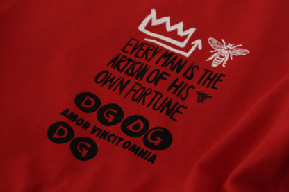 Dolce & Gabbana Rotes Amor Vincit Omnia T-Shirt mit Rundhalsausschnitt