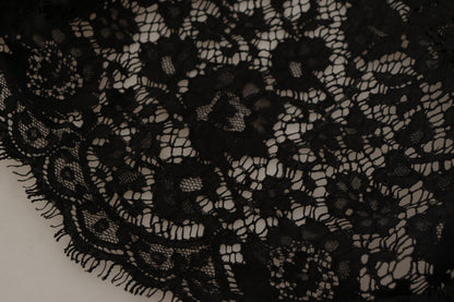 Dolce & Gabbana Schwarzer Spitzenpullover mit Blumenmuster Sicily Bluse