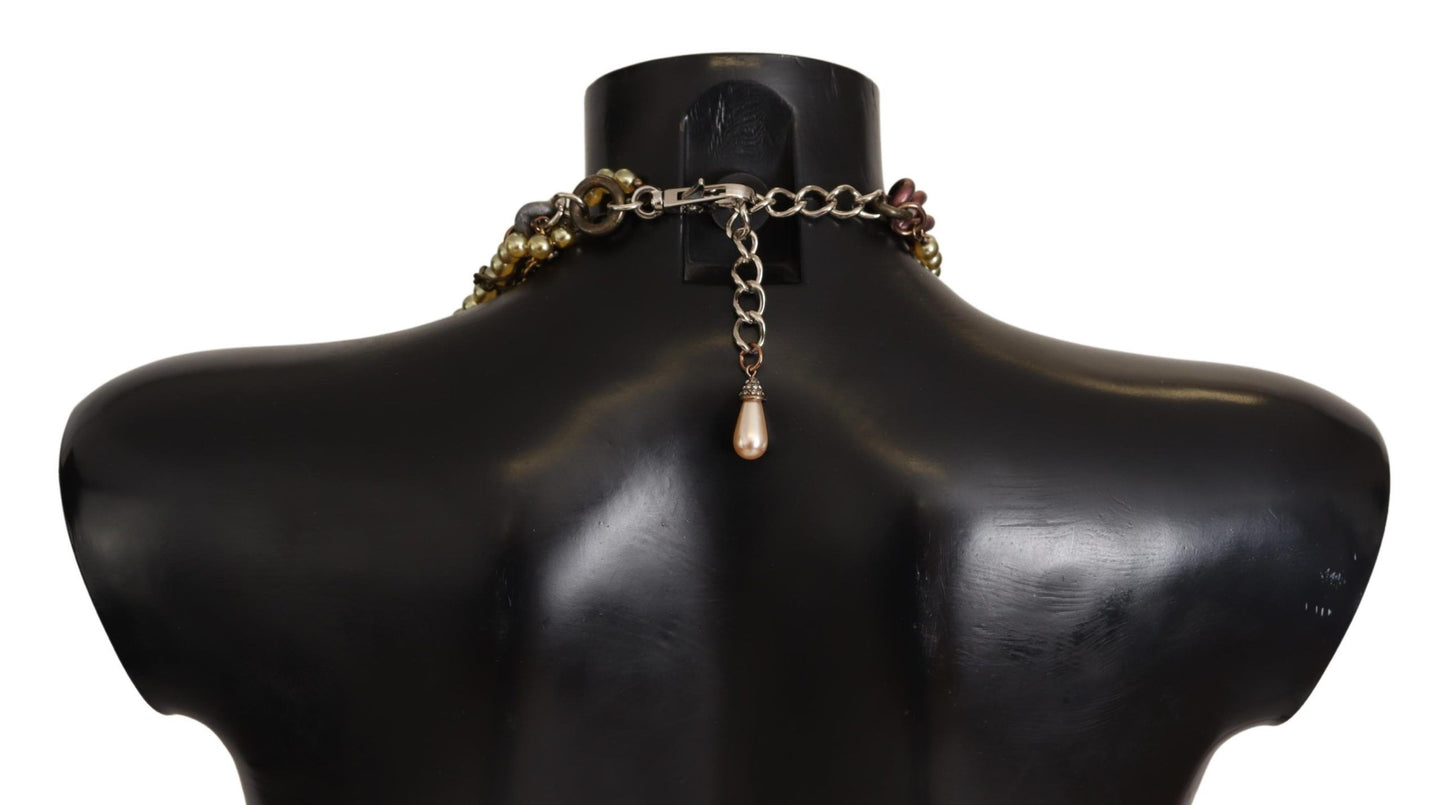 Dolce & Gabbana Goldmessing Sizilien Floral Kristall Statement Halskette