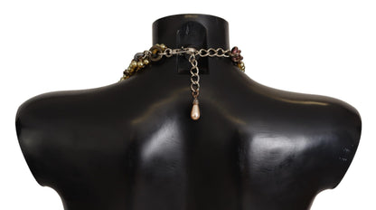 Dolce & Gabbana Goldmessing Sizilien Floral Kristall Statement Halskette