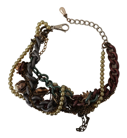 Dolce & Gabbana Goldmessing Sizilien Floral Kristall Statement Halskette