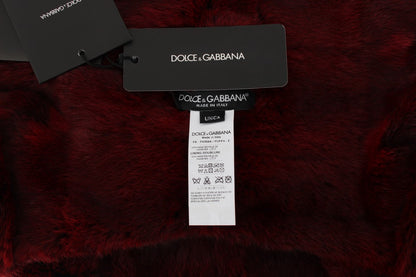 Dolce & Gabbana Bordeaux Hamster Pelz Häkelkapuze Schal Mütze