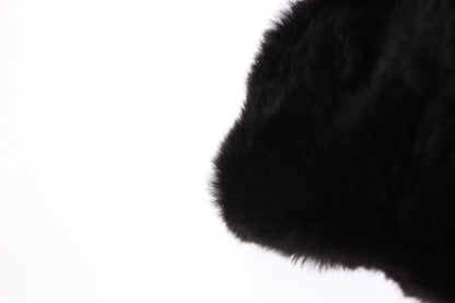 Dolce & Gabbana Schwarzes Wiesel Pelz Häkelkapuzenschal Mütze