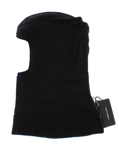 Dolce & Gabbana Schwarzer gestrickter Pailletten-Kapuzenschal Mütze